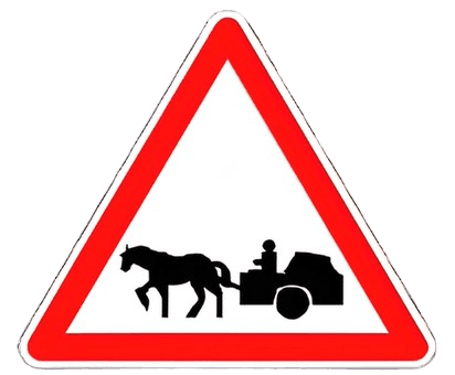 خطر مرور مركبات مجرورة بواسطة الدواب