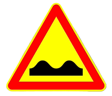 خطر مؤقت لطريق بها حدبة أو حدبات