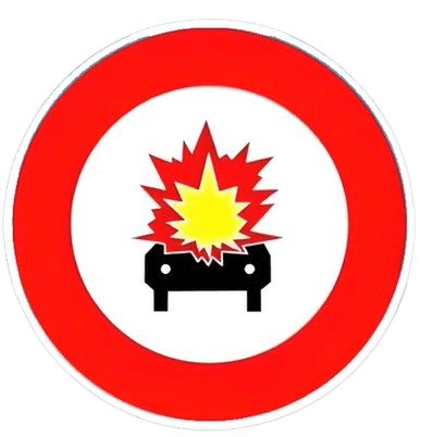 ولوج ممنوع على المركبات التي تحمل مواد قابلة للانفجار أو للاحتراق