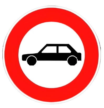 ولوج ممنوع على كل مركبة ذات محرك باستثناء الدراجات بمحرك والدراجات النارية